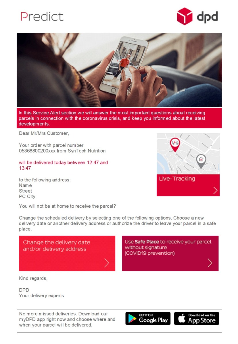 DPD Email example